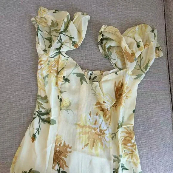Reformation Gloria Midi Dress Size 2 Honeyglow Yellow Floral - Picture 6 of 13